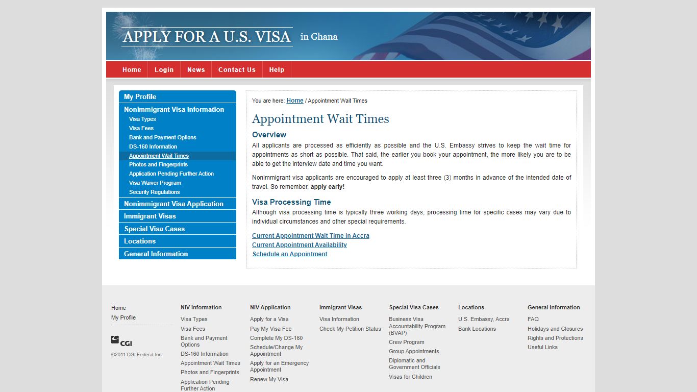Apply for a U.S. Visa | Appointment Wait Times - Ghana (English)